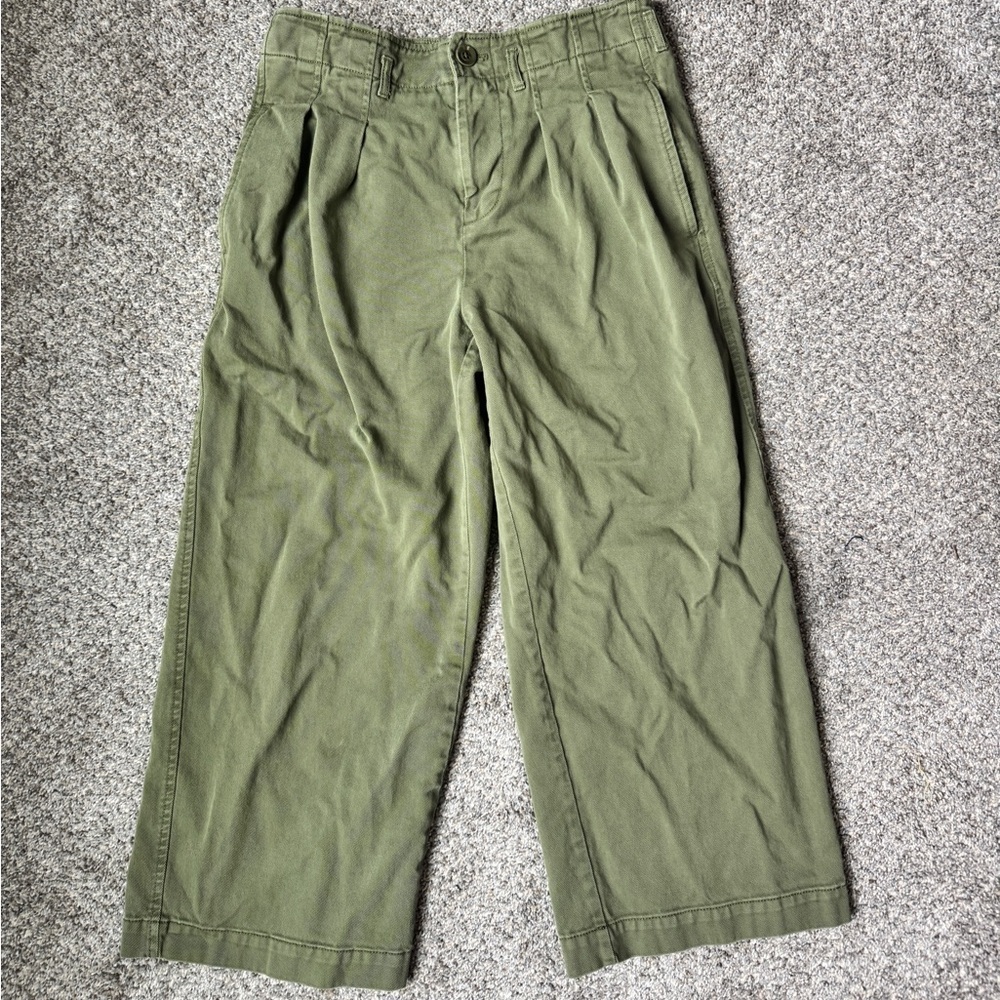 Maeve Olive Green Wide-Leg Pants
